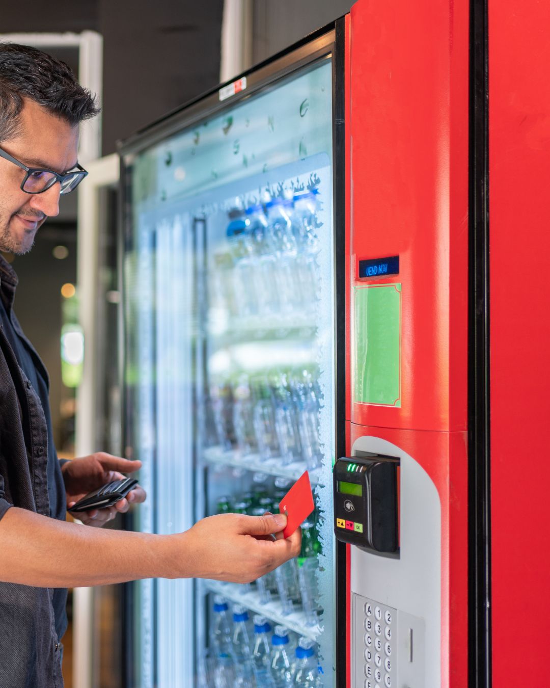 Commercial espresso machine and snack vending machine setup