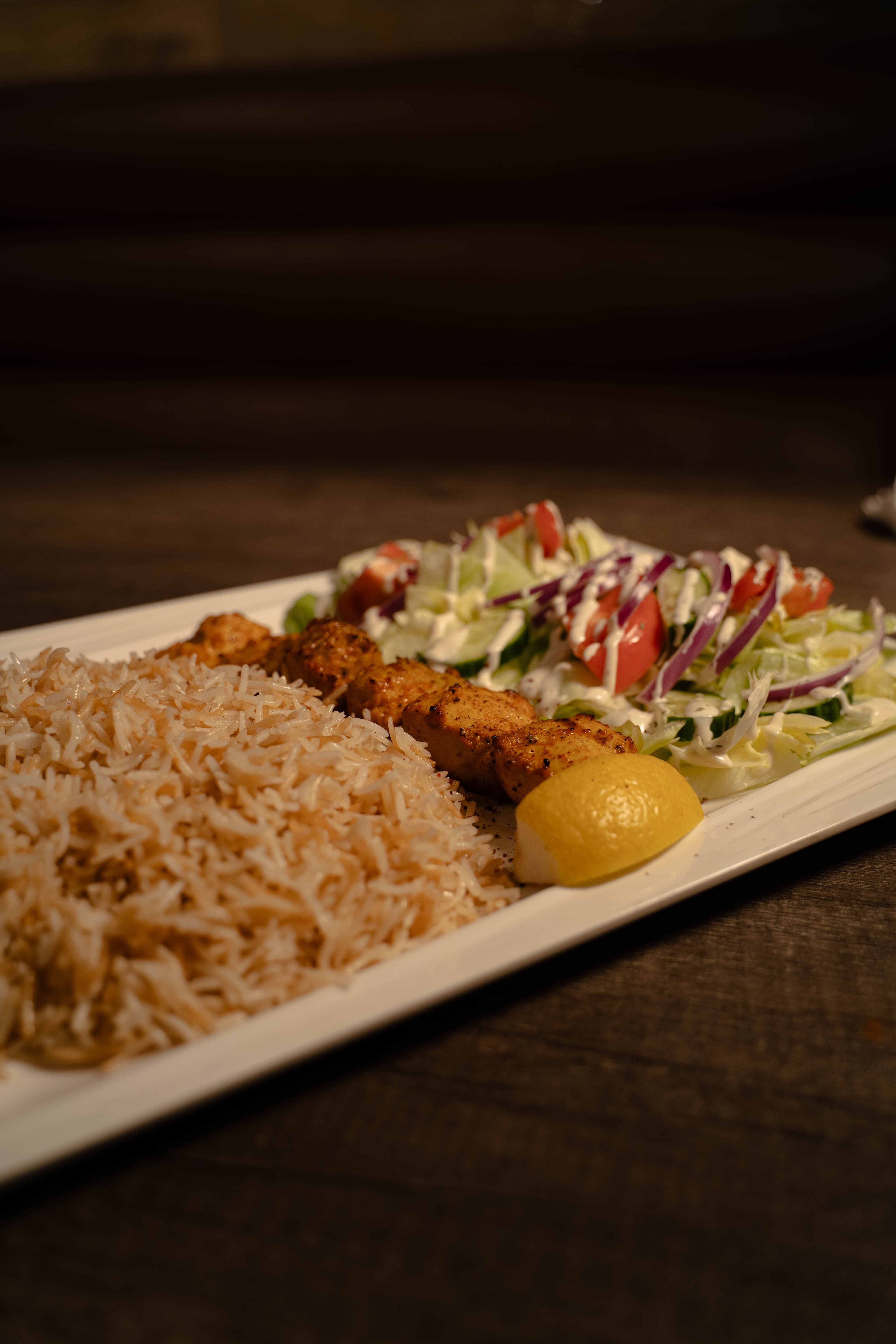Fresh chicken tikka platter and authentic sides
