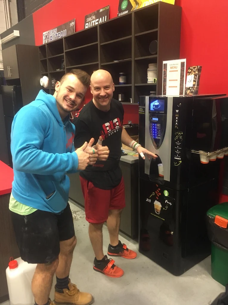 Clean commercial beverage bar in professional workplace